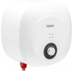 Накопительный электрический водонагреватель Haier ES10V-MQ1 над раковиной
