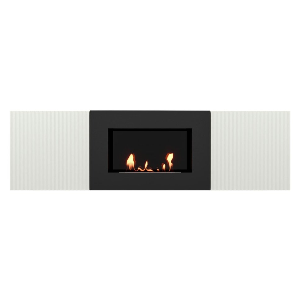 Тумба с биокамином Firelight BFP/P-1400L белый+набор керамических дров ель